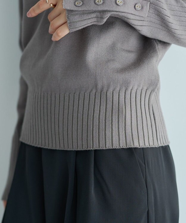 YECCA VECCA 袖口釦リブMIXニット Dark Beige