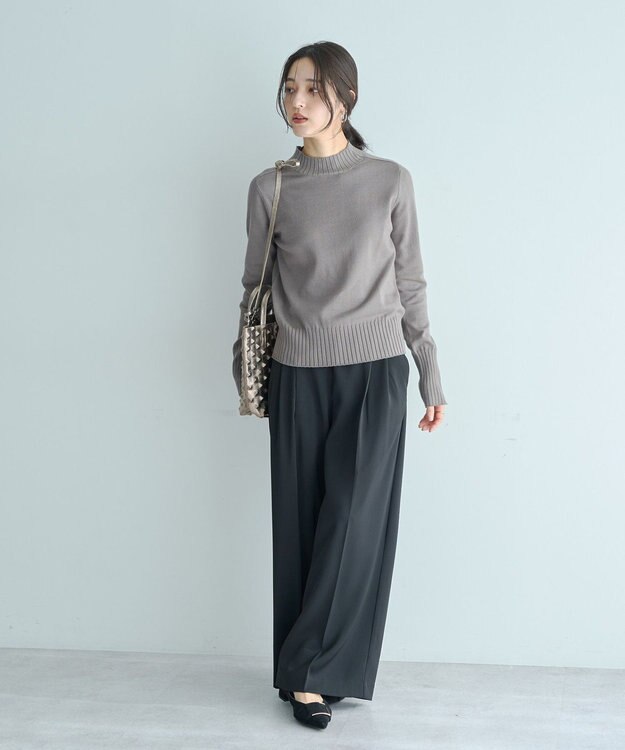 YECCA VECCA 袖口釦リブMIXニット Dark Beige