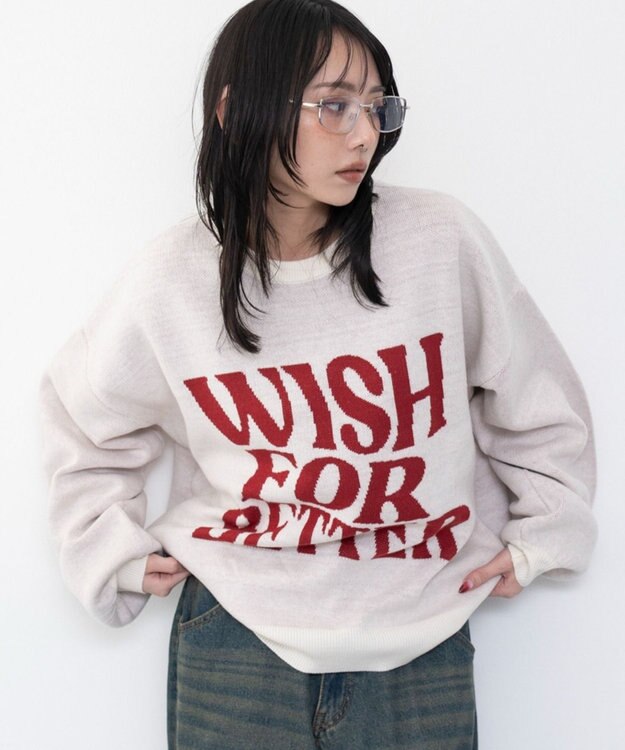 WEGO グラフィックニットプルオーバー 柄1