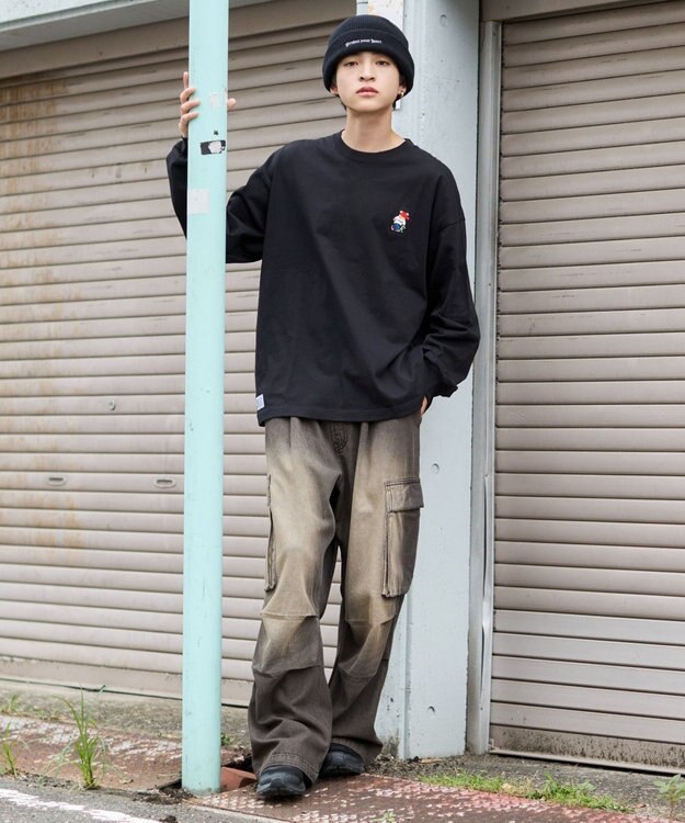 WEGO 【ユニセックス着用ITEM/MLサイズ展開】別注VISIONベアワンポイントT（LS） ブラック