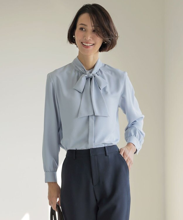 J.PRESS LADIES S ヌーディスバックサテン ブラウス サックス系