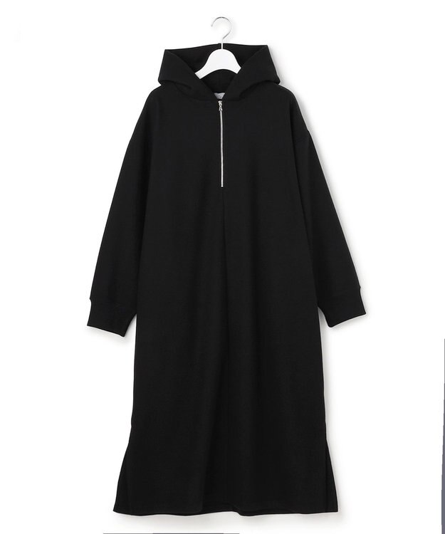 J.PRESS YORK STREET 【WOMEN】ウールライクジャージー フーデットロング ワンピース ブラック系