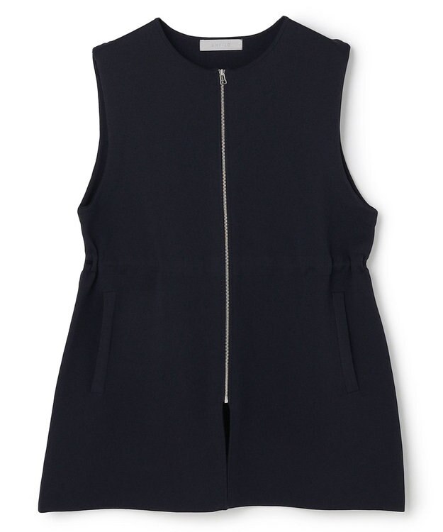 UNFILO BEAUTY FORM KNIT ZIPジレ ネイビー