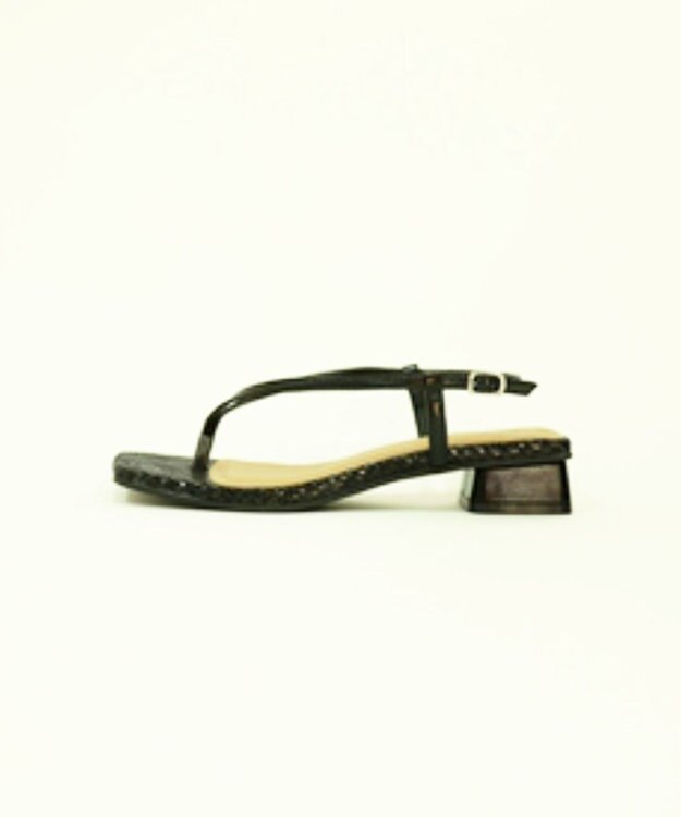 BONTRE 【PRECIEUX JOUET/プレシュウジュエ】 スクエアヒールナロートングサンダル/034PJ ブラック