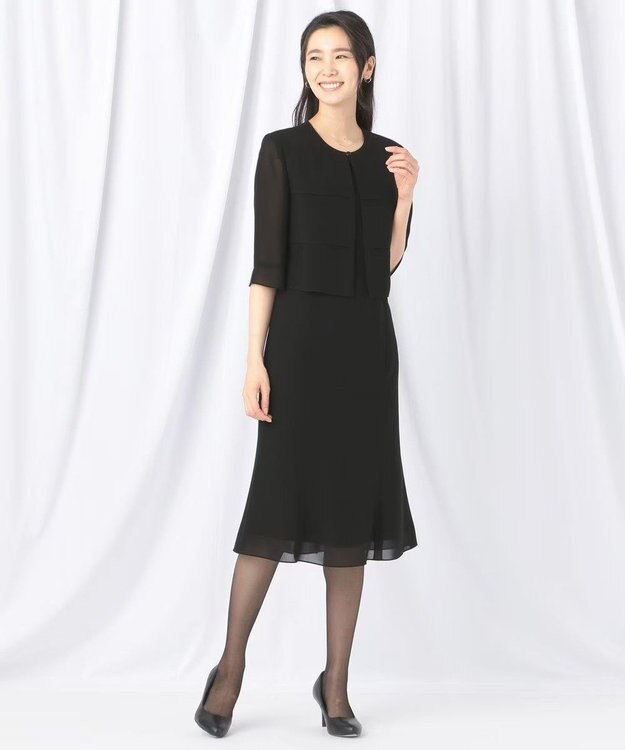 自由区 FORMAL 【人気NO.1 / 洗える】ボレロ風ワンピース ブラック系
