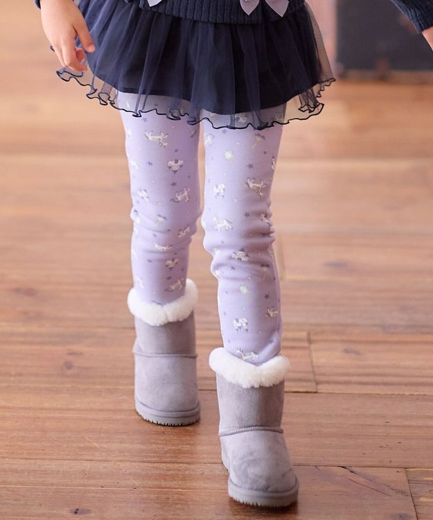 ANY KIDS 7days 裏シャギー 総柄 パンツ ラベンダー系ユニコーン柄