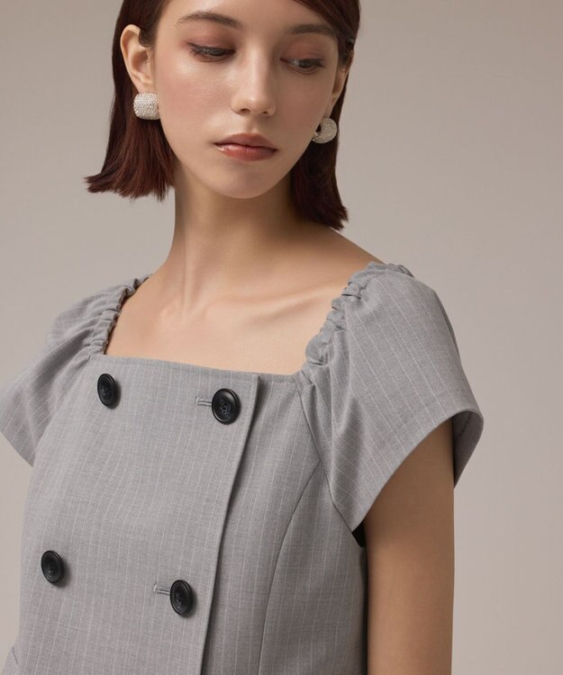 GRACE CONTINENTAL コンパクトジャケットトップ ストライプ