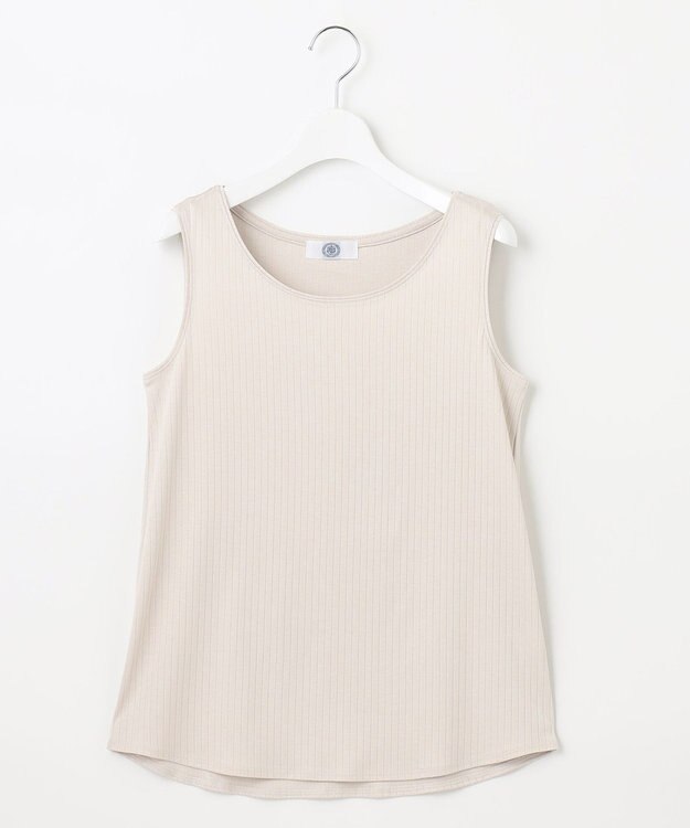 J.PRESS LADIES コットンリブ ノースリーブ カットソー ライトグレー系