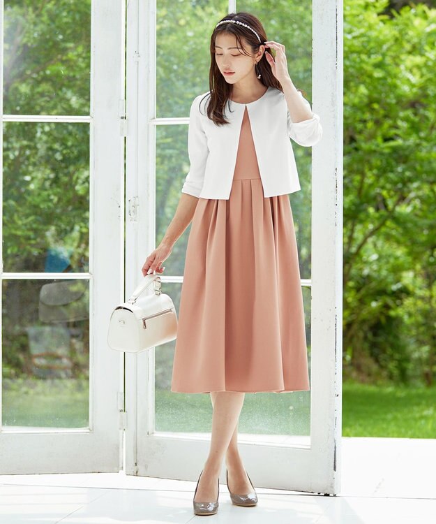 Tiaclasse L 【洗える】袖口リボンカットソーボレロカーディガン オフホワイト