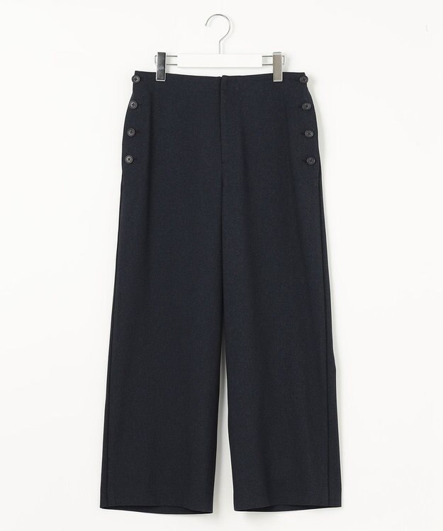 J.PRESS LADIES S 【洗える】LANTECシャークスキン セミワイド パンツ ネイビー系