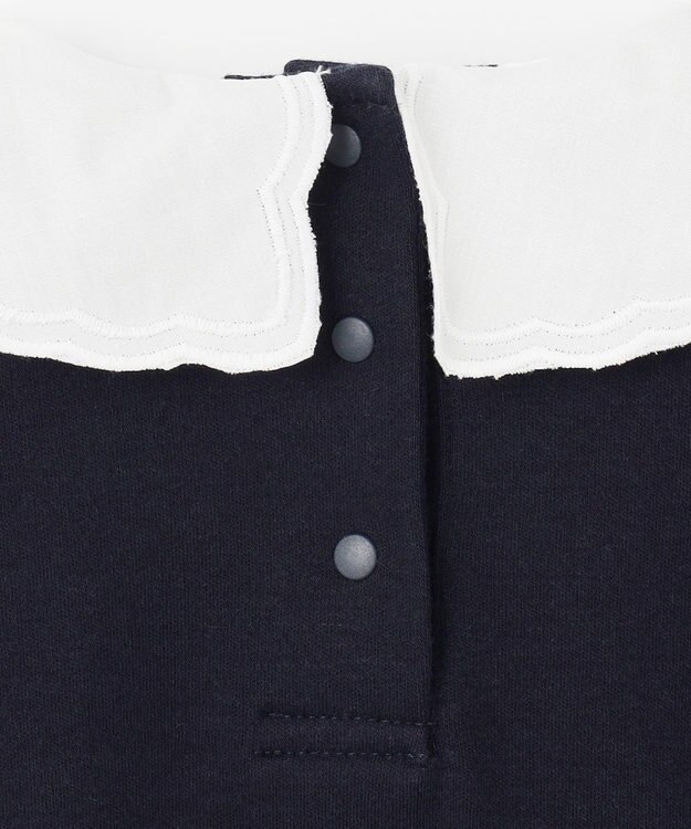 ANY KIDS 襟 刺繍 カットソー ネイビー