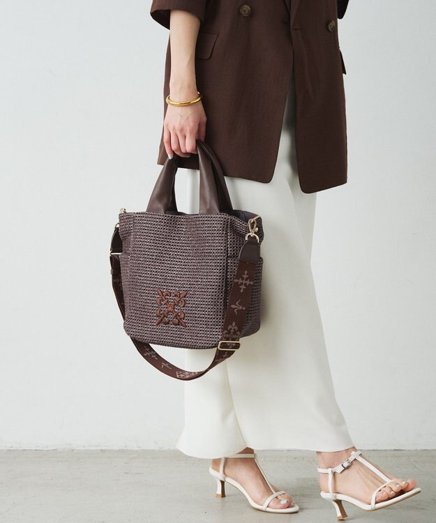 russet ナイロンラフィア2WAYトートバッグ(CE-1711) D.Brown