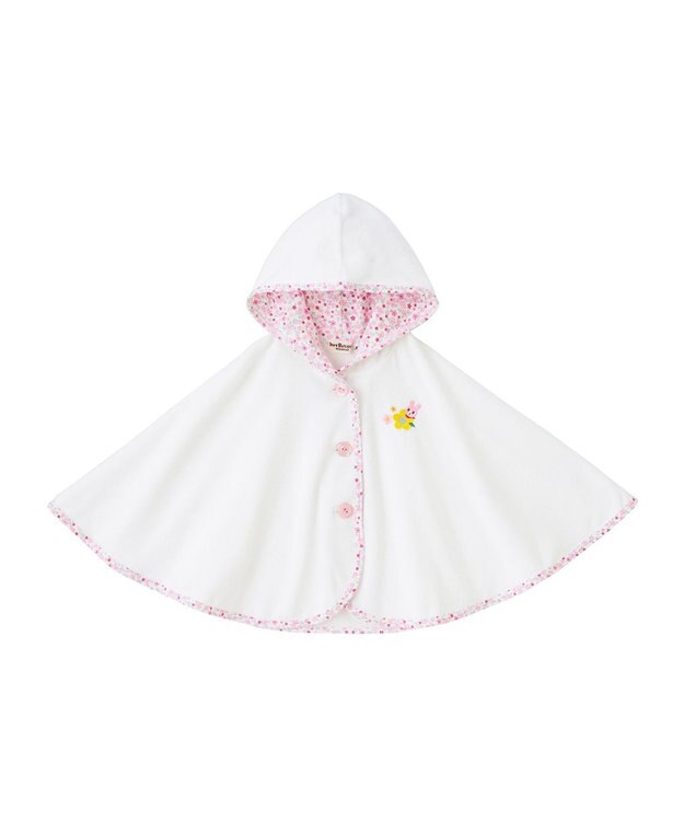 MIKI HOUSE HOT BISCUITS 【70-90cm】 パイル素材 おでかけポンチョ ピンク