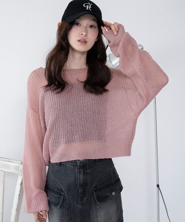 WEGO 【25年秋冬新作】モヘアタッチ2WAYリボンカーデ ライトピンク