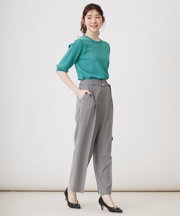 ANY SIS S 【接触冷感 ・UVケア】シアースリーブ ニット ブルーグリーン