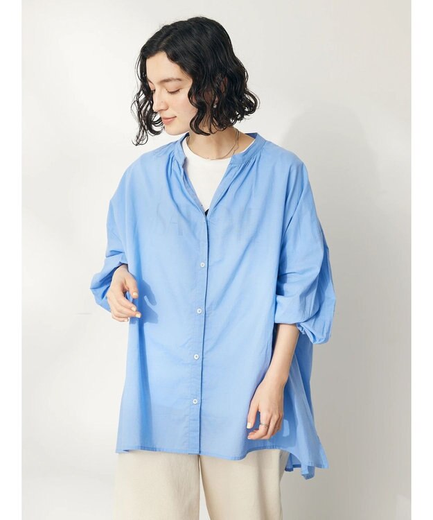 CRAFT STANDARD BOUTIQUE インド綿スキッパーチュニック Sax