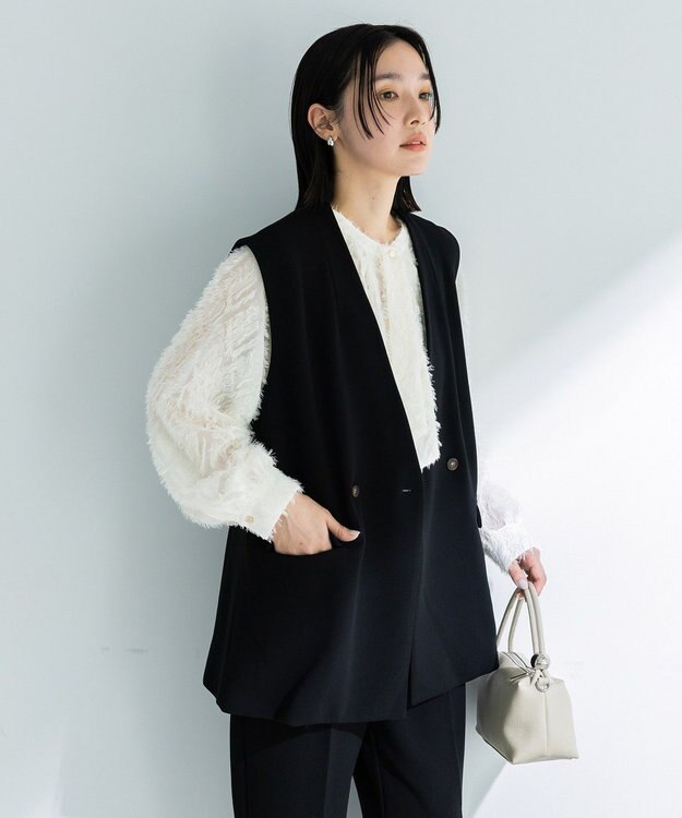 Green Parks Ｏ．洗えてストレッチ　Ｗボタンベスト Black