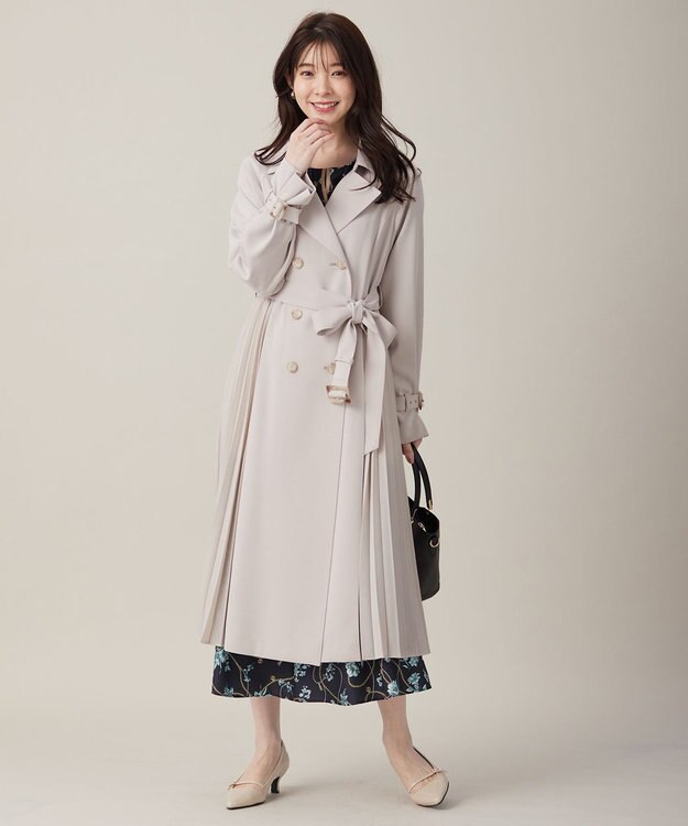 ANY SIS L 【洗える】スカーフデザインプリント ワンピース ネイビーベース