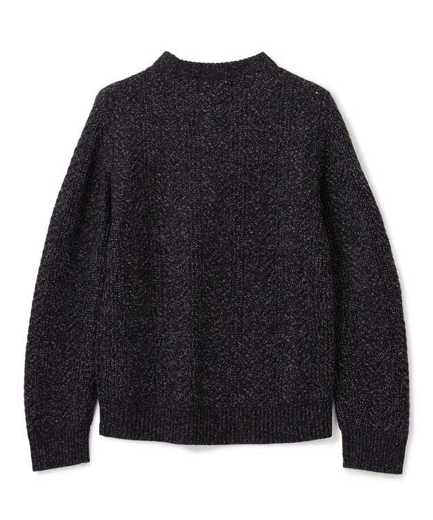 JOSEPH HOMME メランジヘリンボンストライプ　ケーブルニット ブラック系