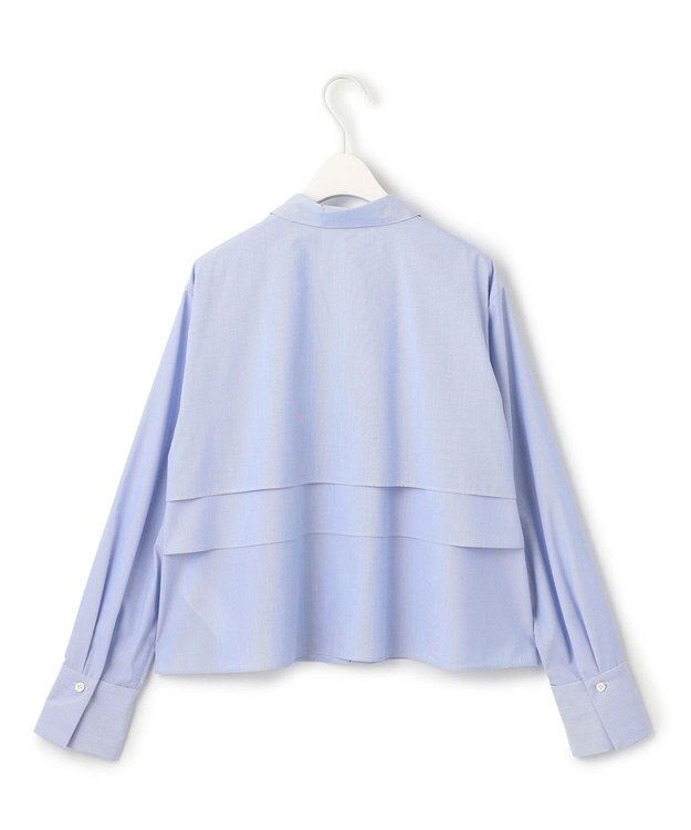 ICB 【洗える】 クリーンブロード クロップドブラウス ブルーストライプ系