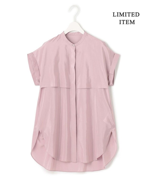 ICB 【洗える】ヌーディスローン  バンドカラーブラウス ピンク系