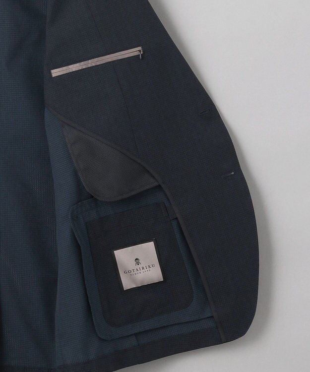 GOTAIRIKU 圧倒的清涼感・８つの夏機能【接触冷感/通気性/軽量/撥水…等】クールドッツ セットアップジャケット_ヘリンボーンプリント（25年モデル） ネイビー_ヘリンボーン柄