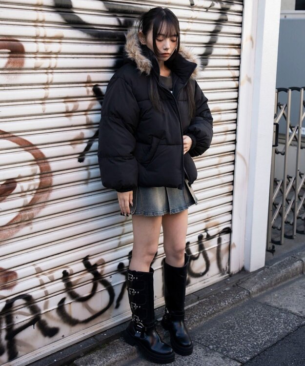 WEGO 3WAYファーフードパファーブルゾン ブラック