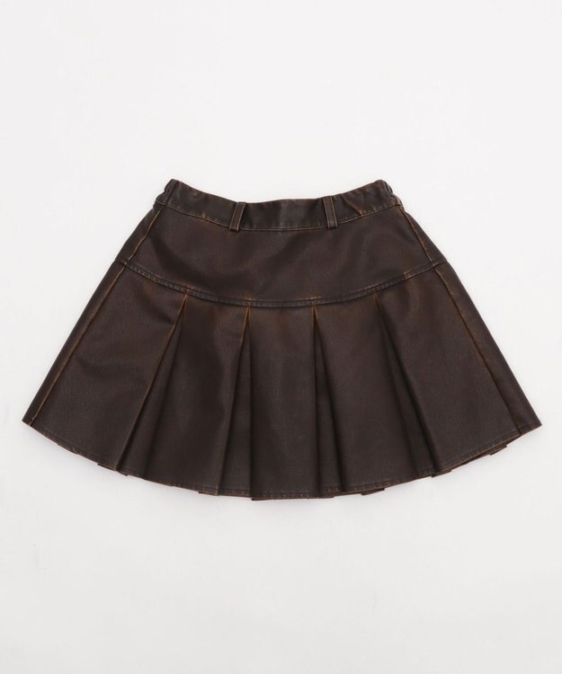 WEGO 【XS～Mサイズ】ヴィンテージライクPUプリーツスカパン ブラウン