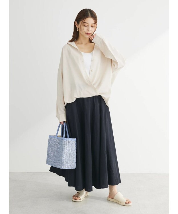 Green Parks リネンレーヨン２ｗａｙシャツ Light Beige