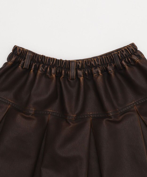 WEGO 【XS～Mサイズ】ヴィンテージライクPUプリーツスカパン ブラウン