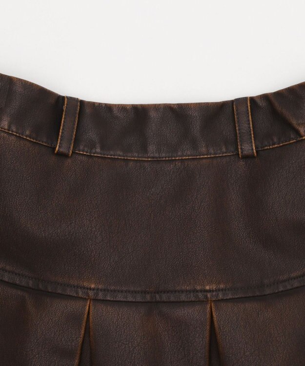 WEGO 【XS～Mサイズ】ヴィンテージライクPUプリーツスカパン ブラウン