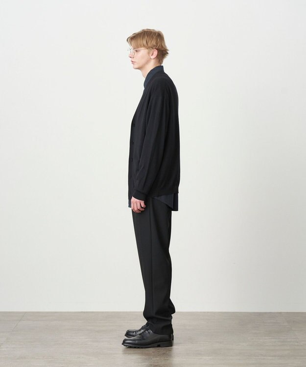 ATON WOOSTED WOOL | オーバーサイズカーディガン - UNISEX BLACK