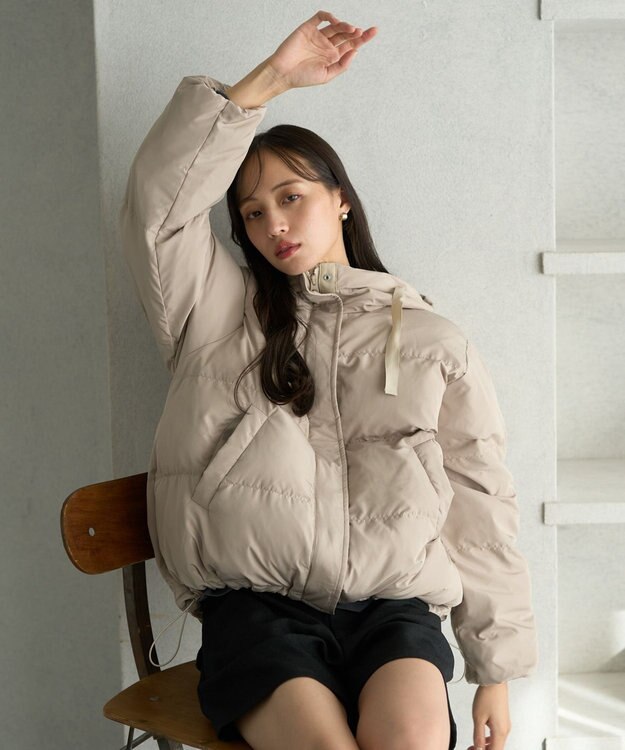 earth music&ecology フーディーパファーブルゾン ベージュ