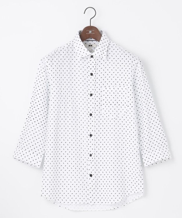 JOSEPH ABBOUD 【UVカット】オーガニックコットンプリッセ 七分袖シャツ ネイビー系5