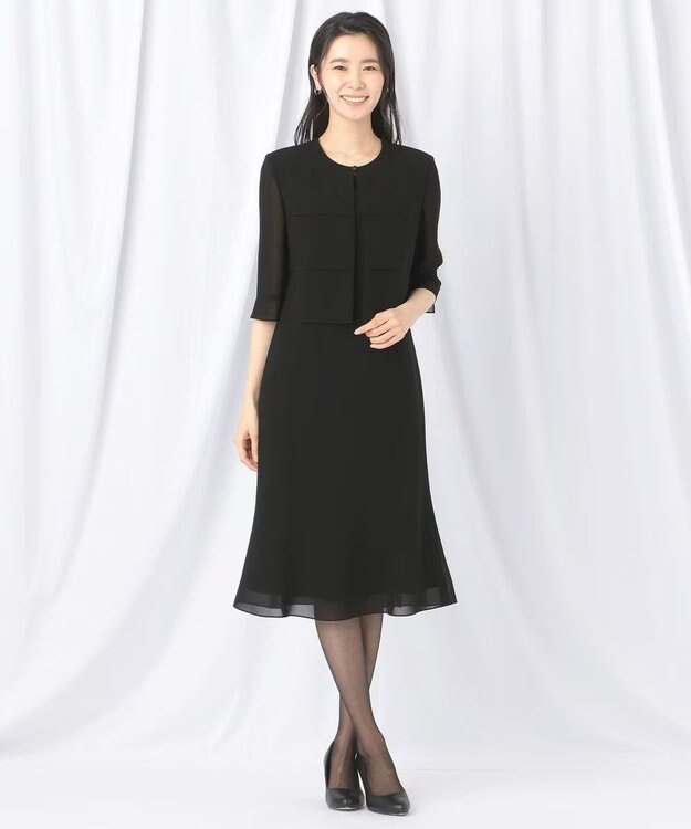 自由区 FORMAL 【人気NO.1 / 洗える】ボレロ風ワンピース ブラック系