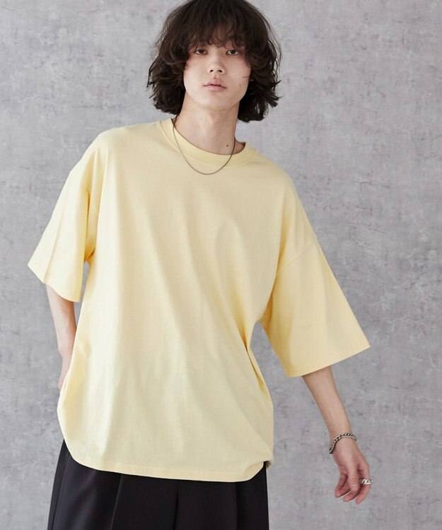 WEGO 【ユニセックス着用ITEM/綿100％/SMLXLサイズ】ビックコットンT ライトイエロー