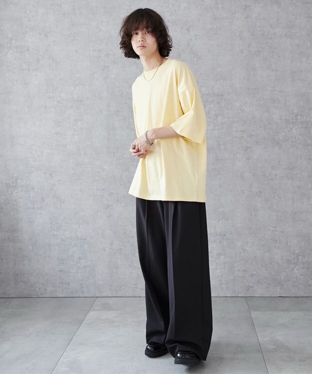 WEGO 【ユニセックス着用ITEM/綿100％/SMLXLサイズ】ビックコットンT ライトイエロー