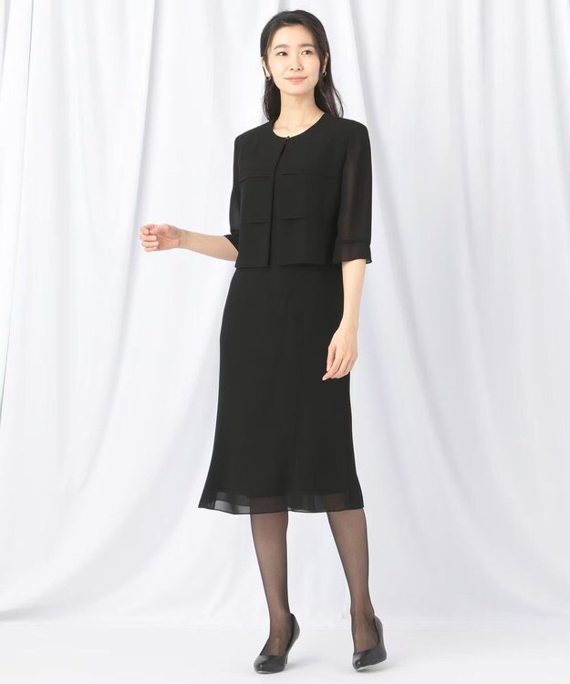 自由区 FORMAL 【人気NO.1 / 洗える】ボレロ風ワンピース ブラック系