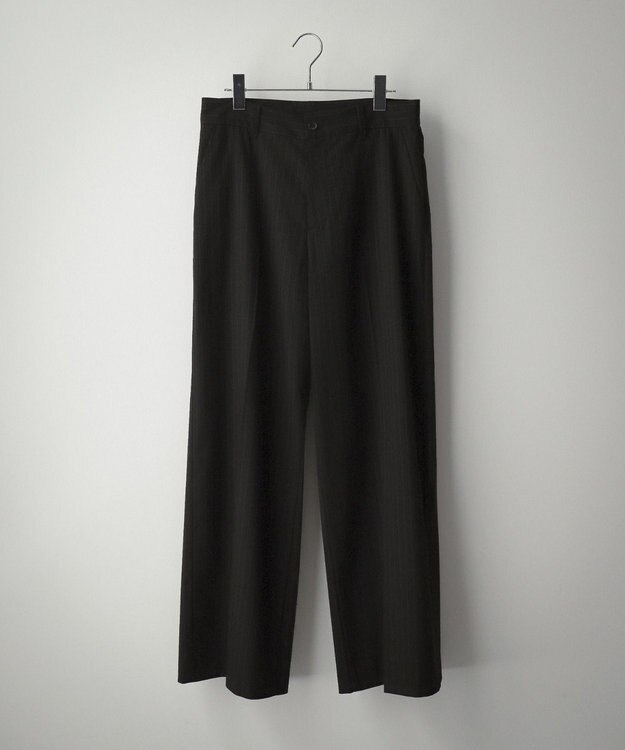 WEGO 【セットアップ対応】ワイドストレートスラックス ブラックストライプ