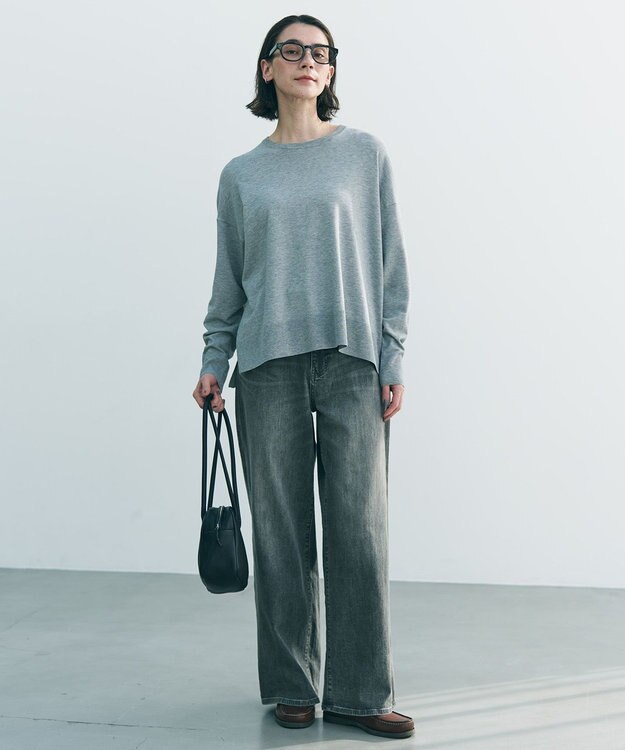 UNFILO 【UNFILO DENIM/新色追加】撥水ストレッチ ルーズワイドデニム アッシュグレー