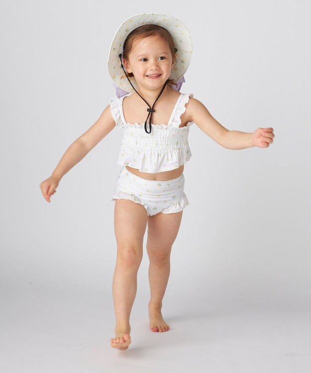 OP／FILA 【marie claire ENFANTS】シャーリングセパレート水着 ホワイト