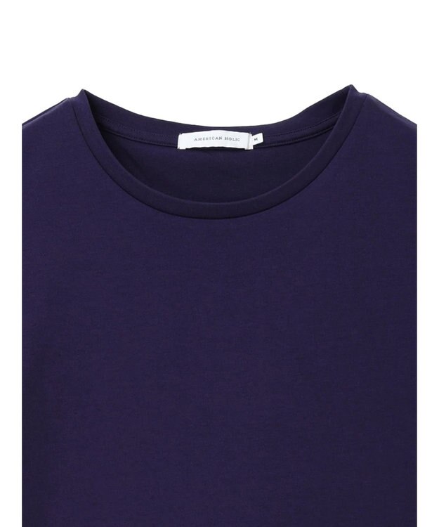 AMERICAN HOLIC 接触冷感タックスリーブ５分袖カットプルオーバー Purple
