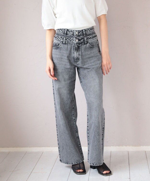 Green Parks ・ＥＬＥＮＣＡＲＥ　ＤＵＥ　Ｗウエストデニムパンツ Gray