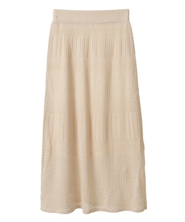 earth music&ecology ＳＥＴ２点レース編みペプラムカーデ＋スカート Light Beige