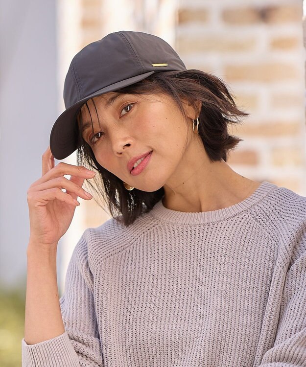 ANY 【UVケア/手洗い可/吸水速乾/ポケッタブル/サイズ調整可】プレート付キャップ ブラック