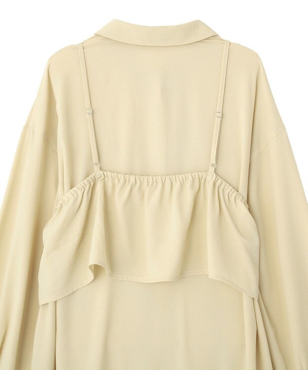 Green Parks ＳＥＴ２点フリルビスチェ＋シャツワンピース Light Khaki