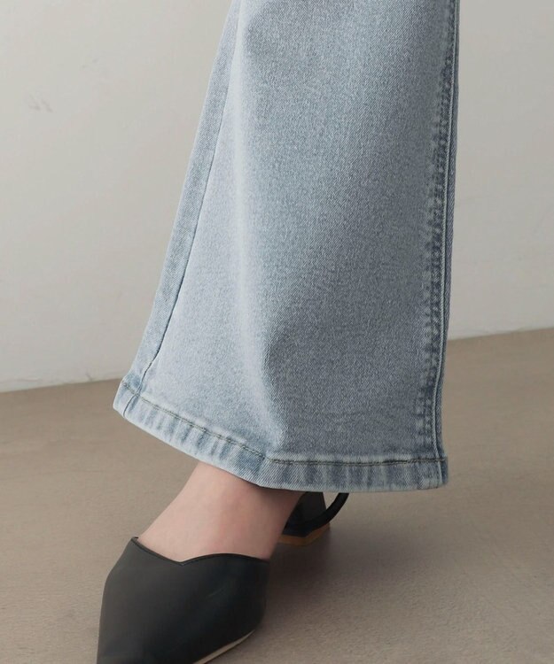 WEGO 【ストレッチ/美脚/脚長シルエット/XSSMサイズ展開】ハイウエストストレッチフレアデニムパンツ デニム淡加工色