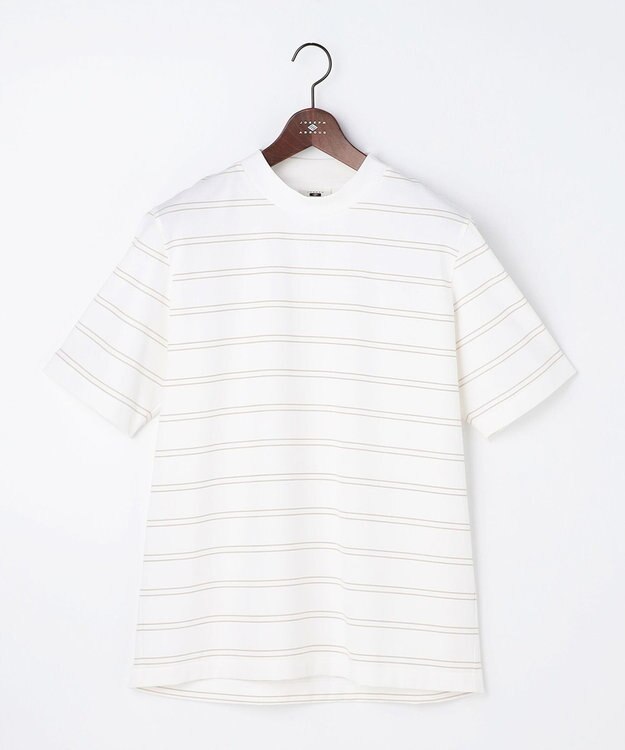 JOSEPH ABBOUD 【エコ素材和紙使用・日本素材を日本縫製 ・軽量・通気性】和紙フライスボーダーＴシャツ ホワイト系2