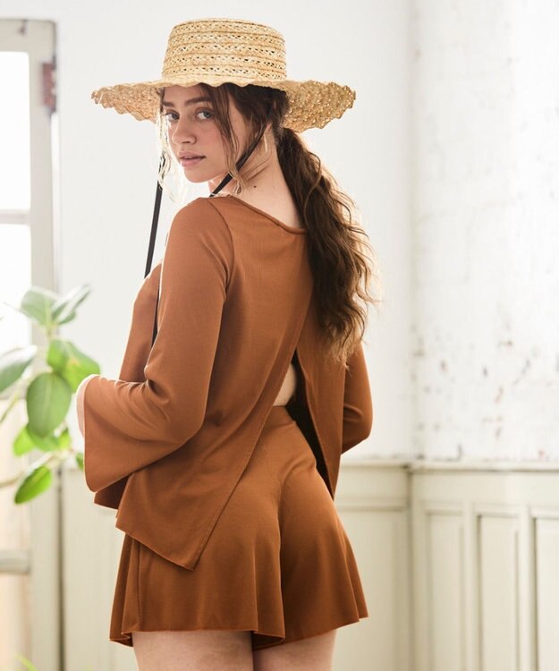 San-ai Resort（三愛水着楽園） 【SALE】水陸両用　トップス・ショートパンツセット　9M・11L　【San-ai Resort（サンアイリゾート）】 オレンジ