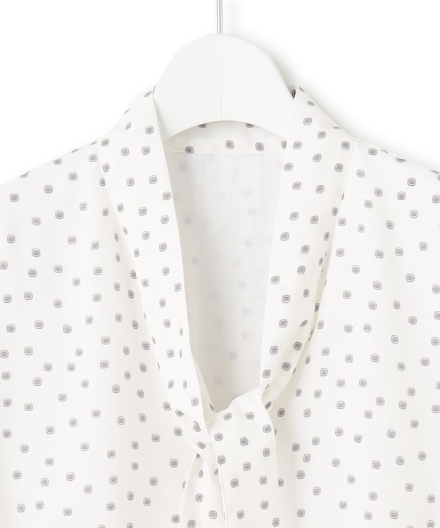 23区 S 【洗える】バックサテンアムンゼン タイプリント ブラウス ホワイトプリント